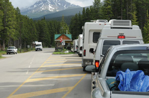 Warteschlange am Campground