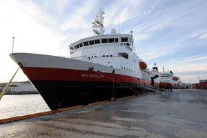 Die Vesteralen im Hafen von Trondheim